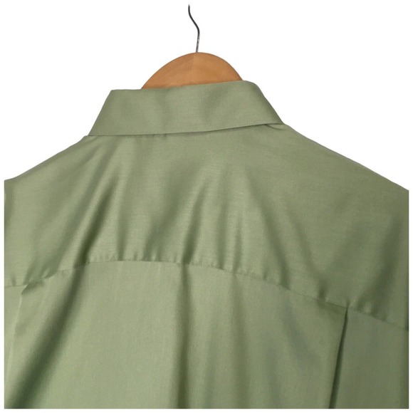 Geoffrey Beene Mens XL Wrinkle Free Button Up Long Sleeve Dress Shirt Green - Picture 7 of 10